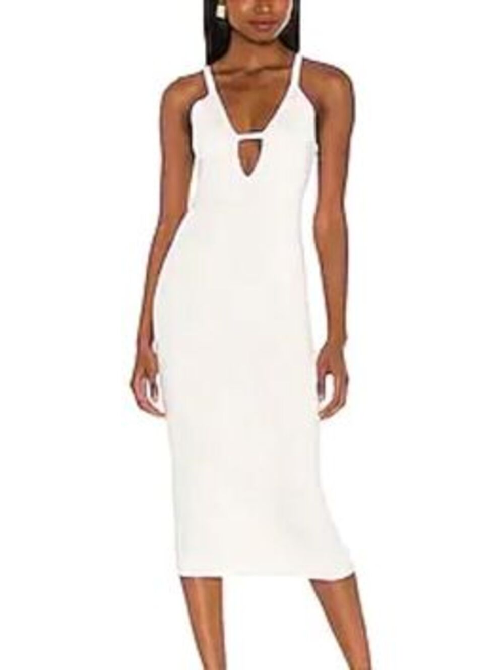 Michael Costello x Revolve Delora Dress XL White Ribbed Cutout Midi NWT